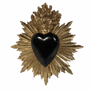 Objet décoratif sans cadre Ex-voto coeur, noir/doré EMDE l.15 x H.17 cm