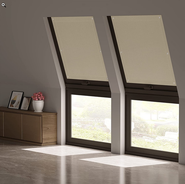 WOLTU Store pour Fenêtre de Toit, 60x73cm, Rideau Occultant avec Ventouses, sans Perçage Protection Solaire, Beige