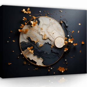 Impression sur Toile Abstrait Noir Marbre Moderne 120x80 cm XXL Tableau Décoration Murale Intissé