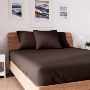 Drap housse en coton 160x200 cm JERSEY brun, par Soleil d'ocre