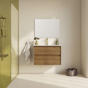 Meuble sous-vasque, Tibo L.80cm x H.60cm x P.46cm chêne Meuble Monté