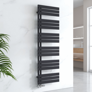 EMKE Sèche-serviettes à Eau Chaude Panneau Plat, Sèche-serviettes connexion latérale pour, Noir 1599x500mm 794Watts