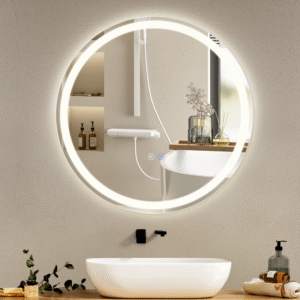 NETTLIFE Miroir lumineux salle de bain - Rond 50 cm LED, mural, interrupteur tactile, antibuée, IP44, réglable 3000K-6500K
