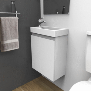 Meuble lave-mains l.40 x H.48 x P.22 cm, blanc, Nelys