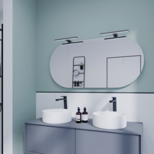 Applique LED salle de bain Slim, L.30 cm, blanc neutre, noir INSPIRE